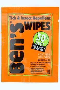 Bens Tick & Insect Repellent Wipes (Pack of 12) - Ascent Outdoors LLC