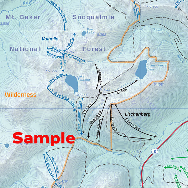 Beacon Guidebooks Backcountry Ski Map Stevens Pass, Washington