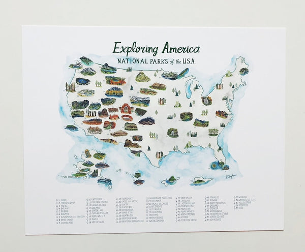Erin Vaughan US National Parks Checklist Map
