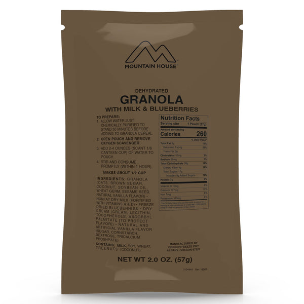 Mountain House Granola with Milk & Blueberries - Military - Ascent Outdoors LLC