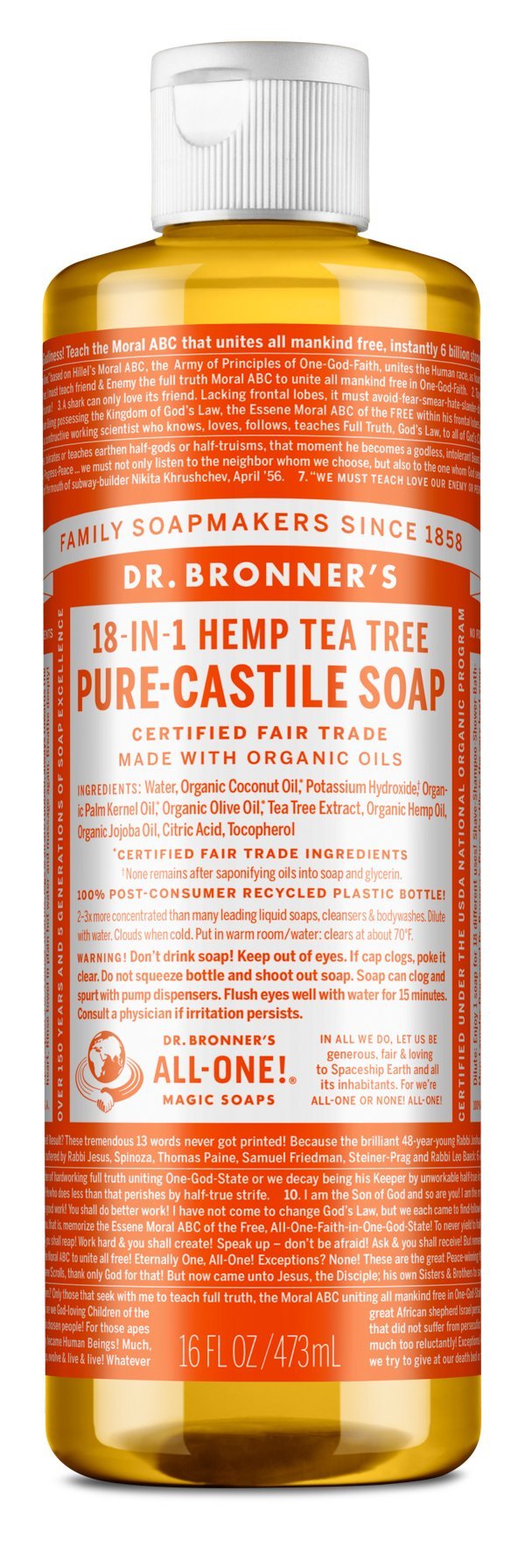 Dr Bronner's Tea Tree Liquid Soap - Ascent Outdoors LLC