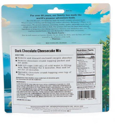 Backpacker's Pantry Dark Chocolate Cheesecake - Ascent Outdoors LLC