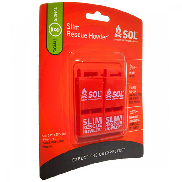 Sol Slim Rescue Howler Whistle 2/Pack